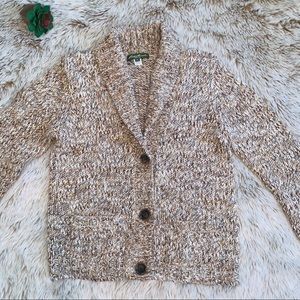🦋Eddie Bauer Tan Marled Cardigan Sweater